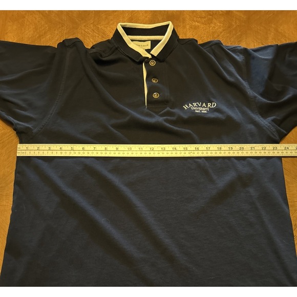 VTG Cutter & Buck HARVARD University Golf Polo White & Blue Knit Contrast Collar - Picture 5 of 13